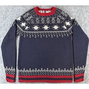 H&M Divided Fair Isle Nordic Knit Sweater Men's Size XS Blue Geometric Pattern
